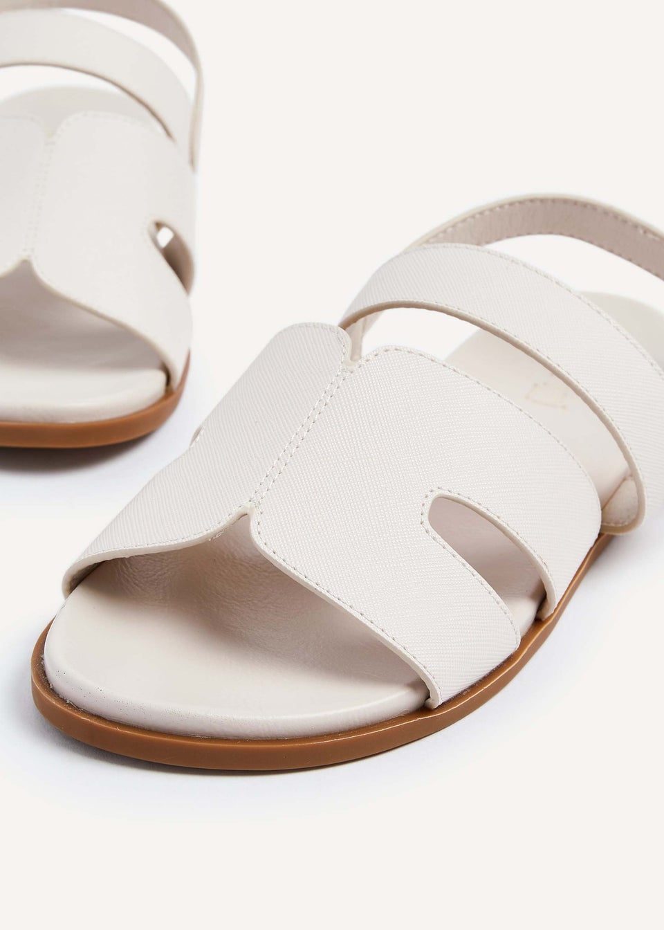 Linzi Island Cream Faux Leather Two Part Cut Out Sandal
