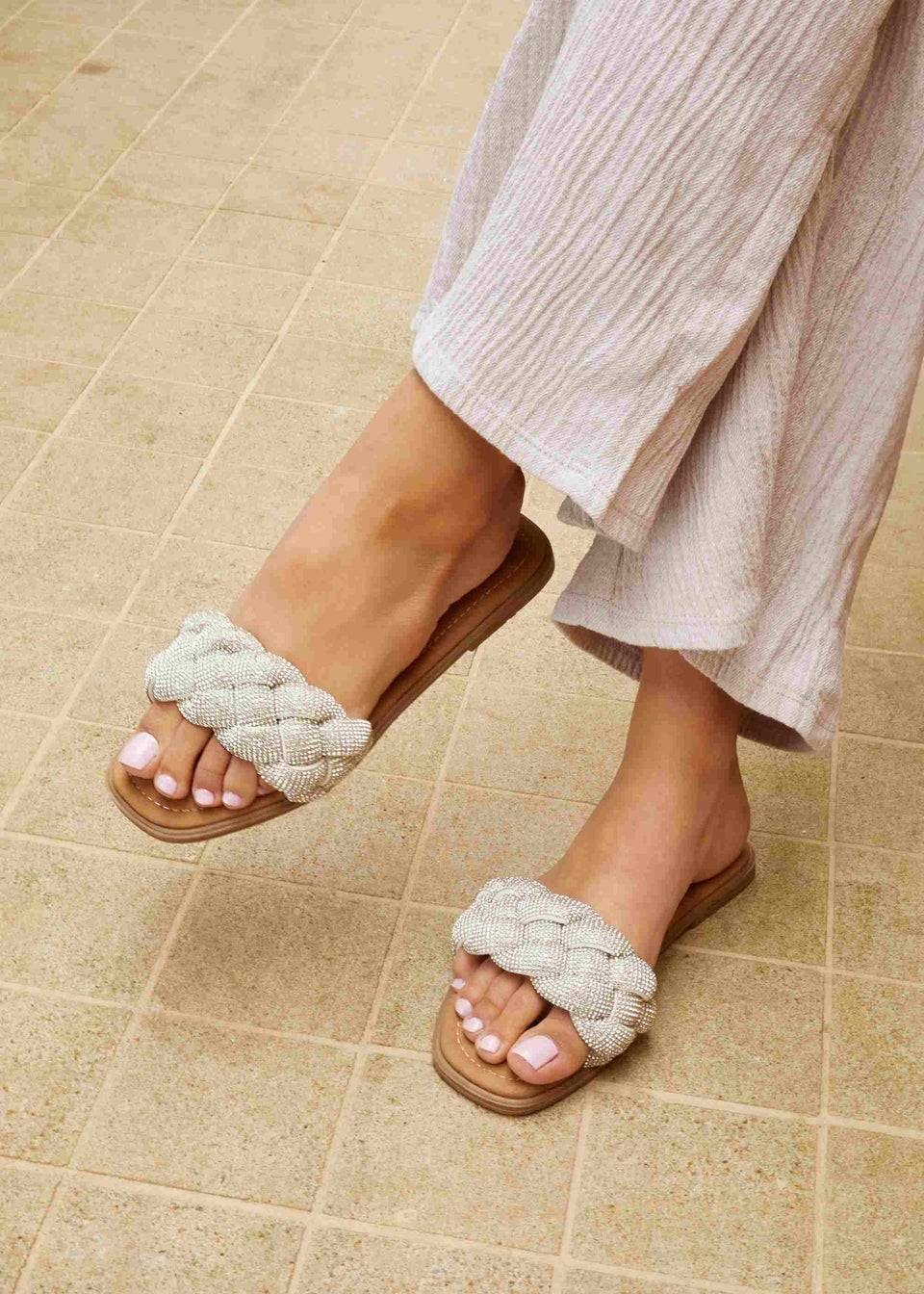 Womens silver sliders cheap