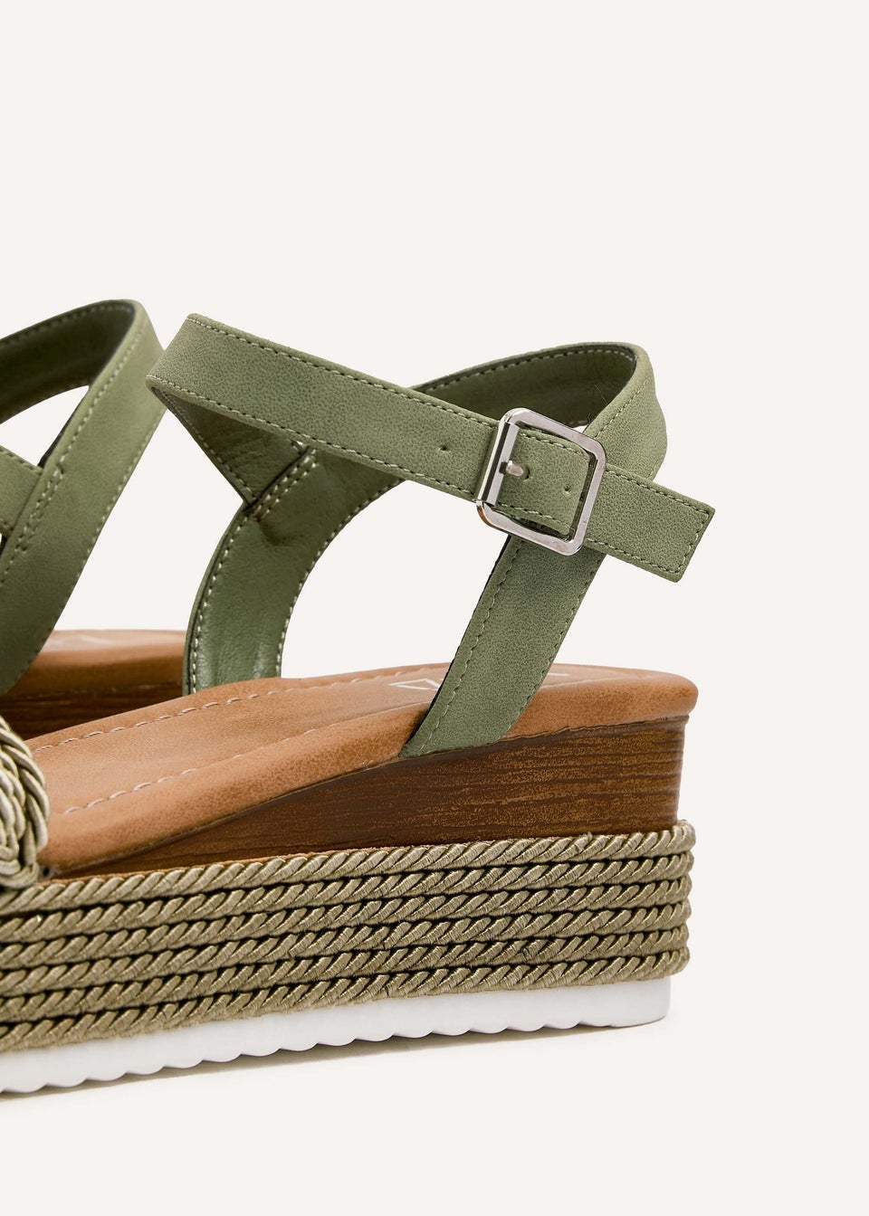 Linzi Puglia Khaki Plaited Wedged Flatform