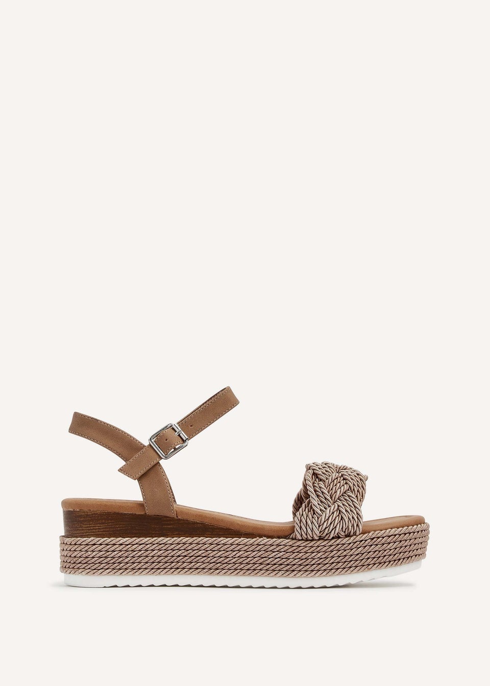 Linzi Puglia Mocha Plaited Wedged Flatform