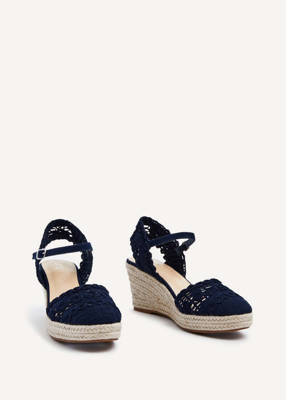 Linzi Riviera Navy Woven Closed Toe Espadrille Wedge Matalan