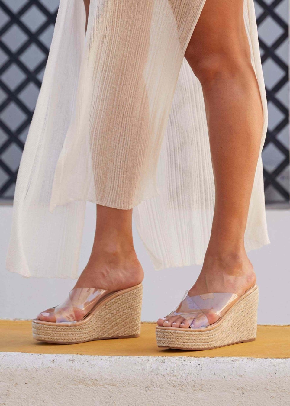 Perspex strap wedges top