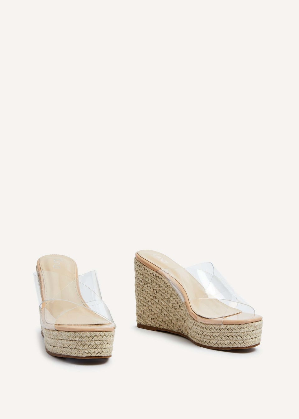 Linzi Shaylen Camel Perspex Crossover Rope Wedge Matalan