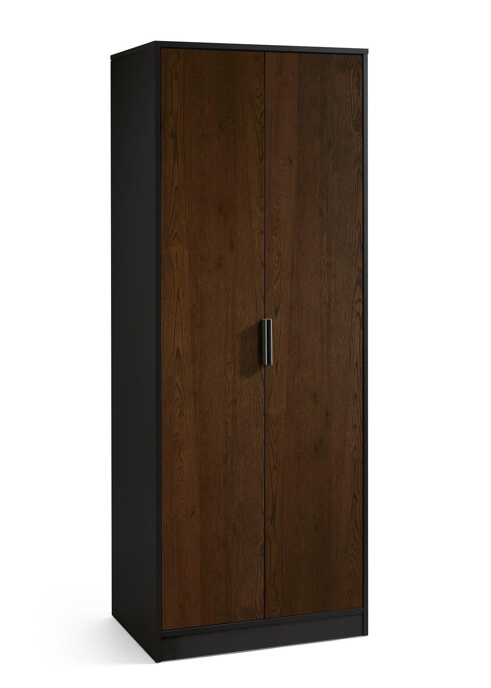 Julian Bowen Alba 2 Door Wardrobe in Walnut and Black (202 x 77 x 53cm)