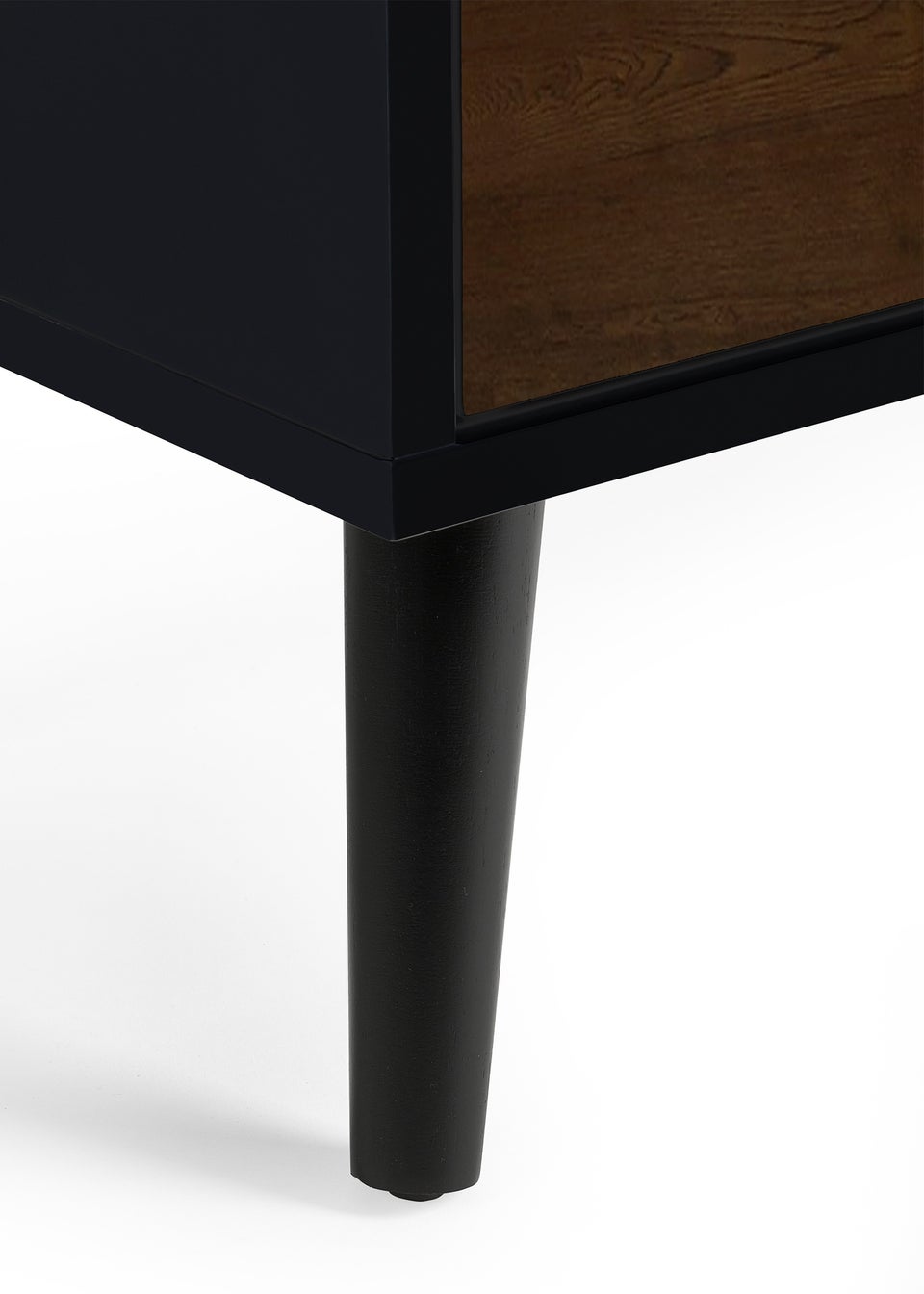 Julian Bowen Alba 2 Drawer Bedside in Walnut and Black (58 x 45 x 40cm)