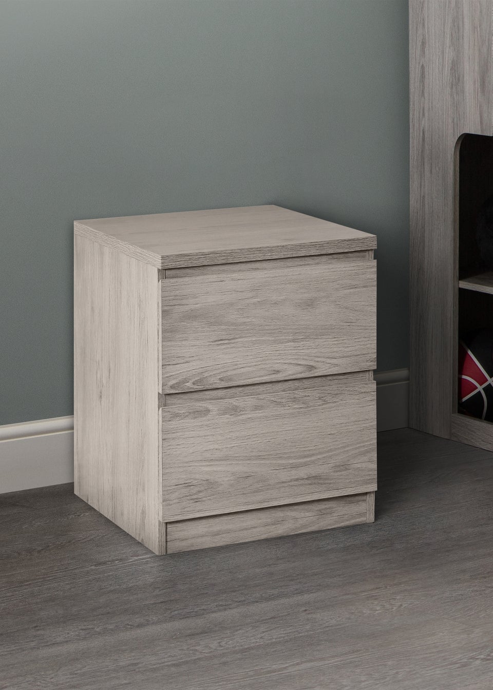 Julian Bowen Jupiter 2 Drawer Bedside in Grey Oak (57 x 45 x 45cm)