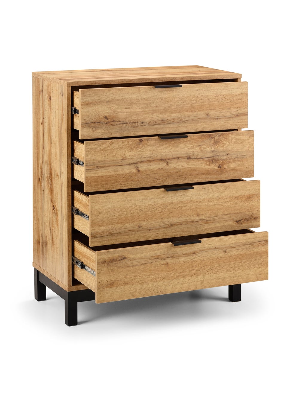 Julian Bowen Bali 4 Drawer Chest in Light Oak (97 x 80 x 40cm)