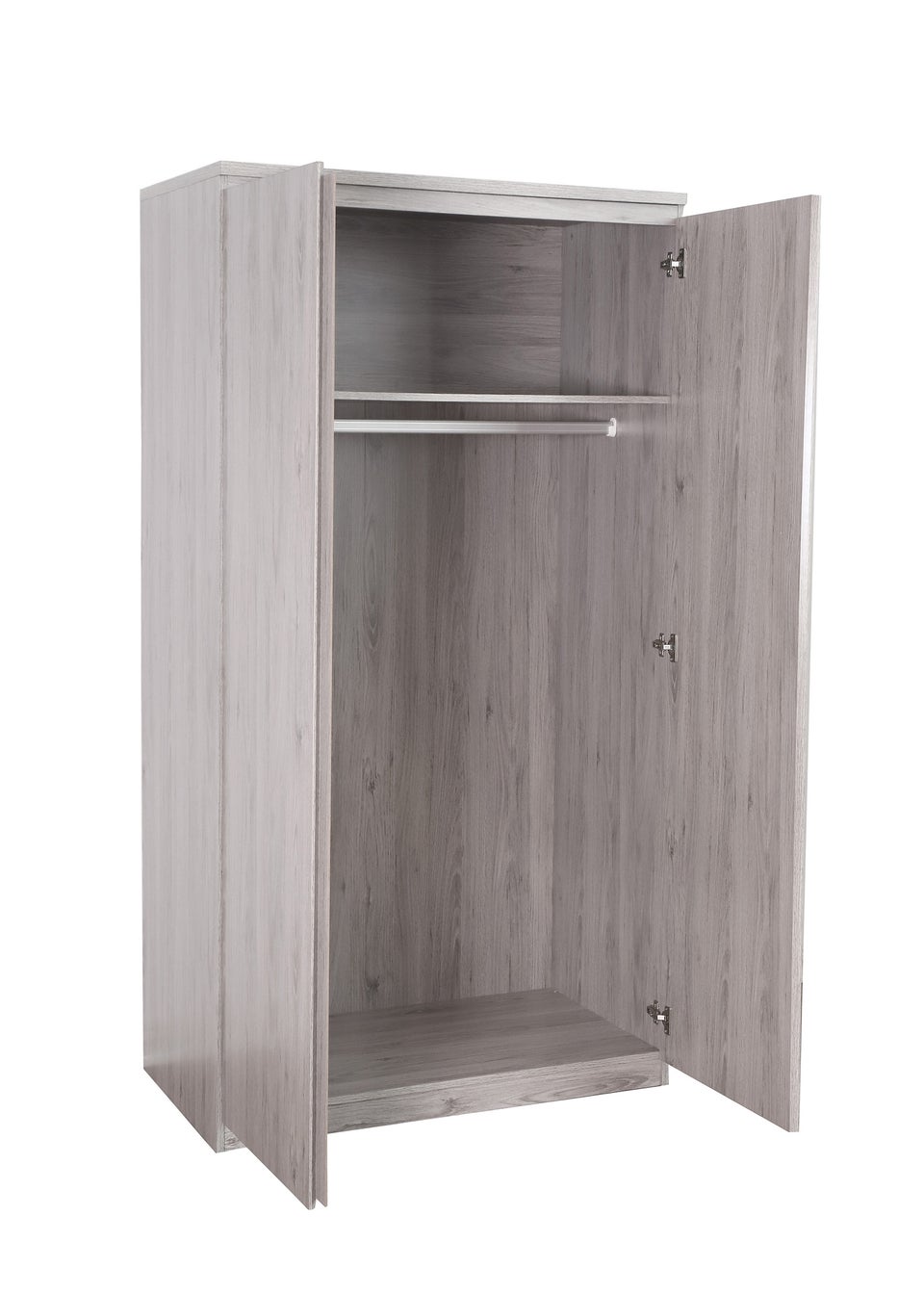 Julian Bowen Jupiter 2 Door Wardrobe in Grey Oak (191x 101 x 57cm) Matalan