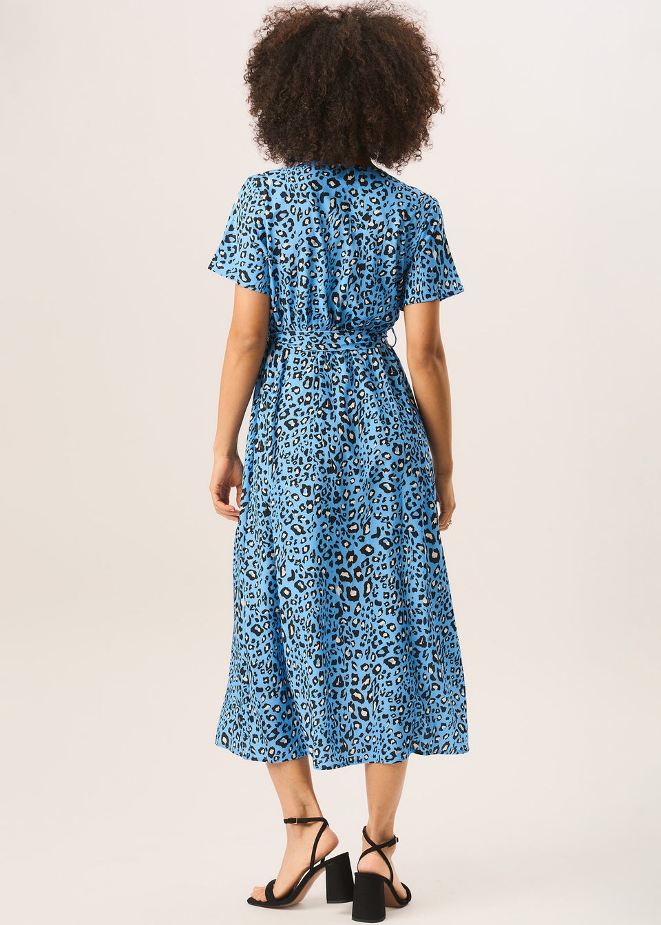 Gini London Blue Animal Print Wrap Front Midi Tea Dress Matalan