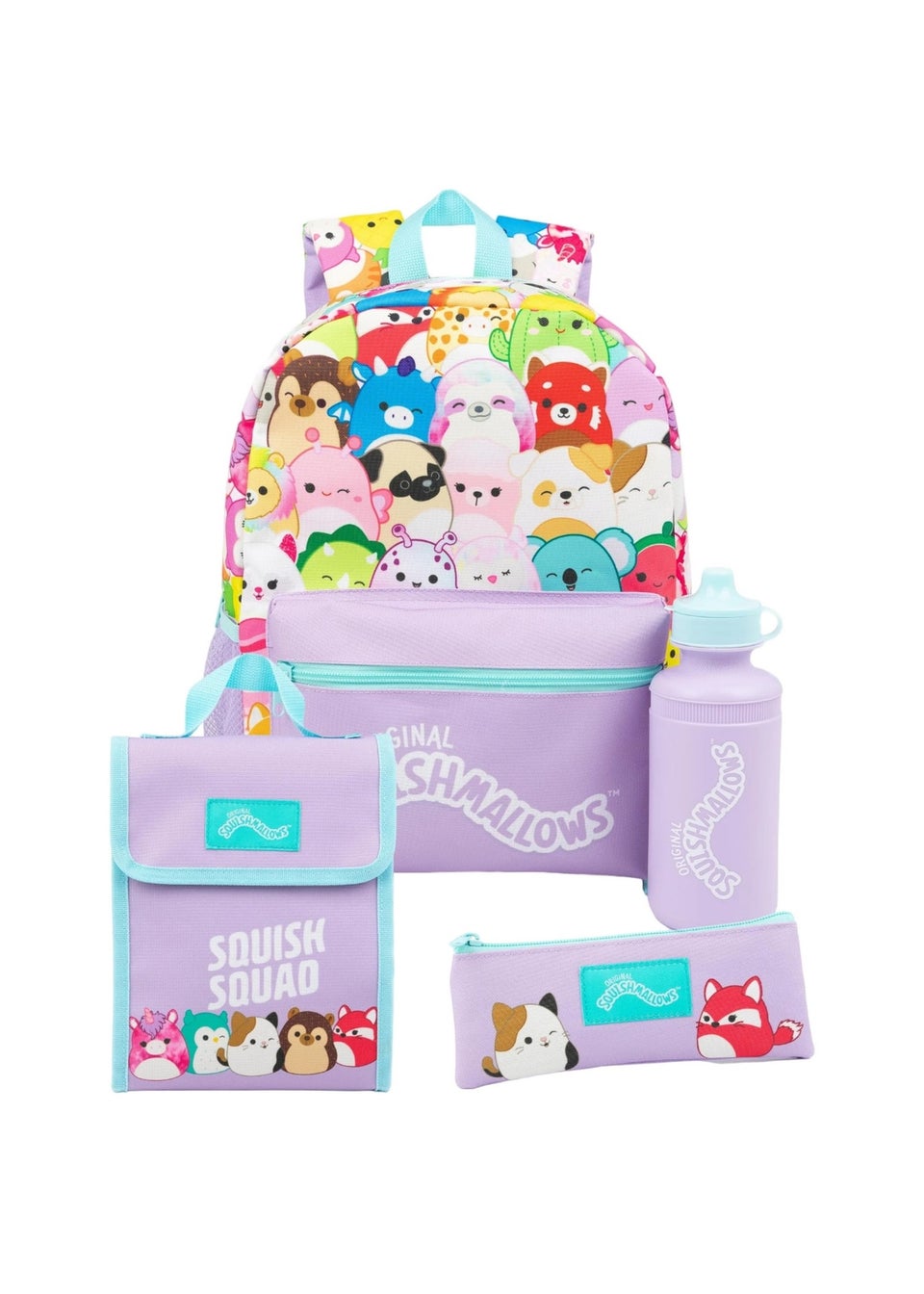 Squishmallows Purple Logo Backpack Set
