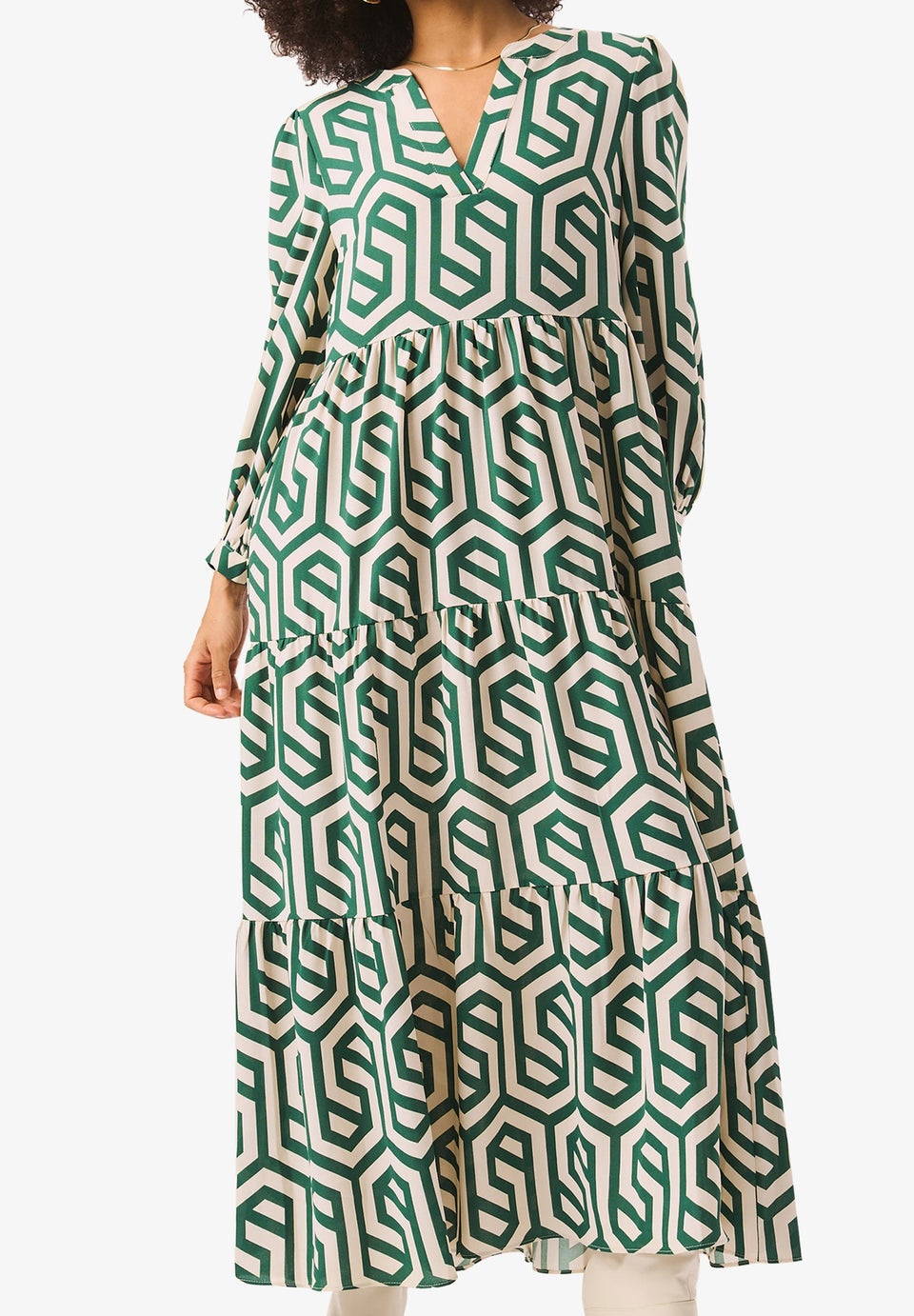 Gini London Green Long Sleeve Maxi Dress