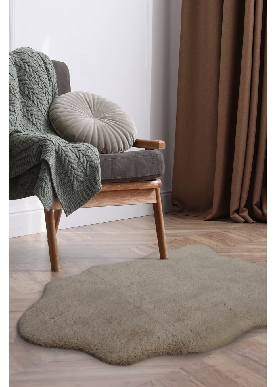 Homemaker Natural Luxury Fur Single Rug