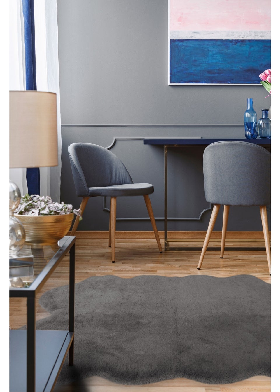 Homemaker Dark Grey Luxury Fur Quad Rug