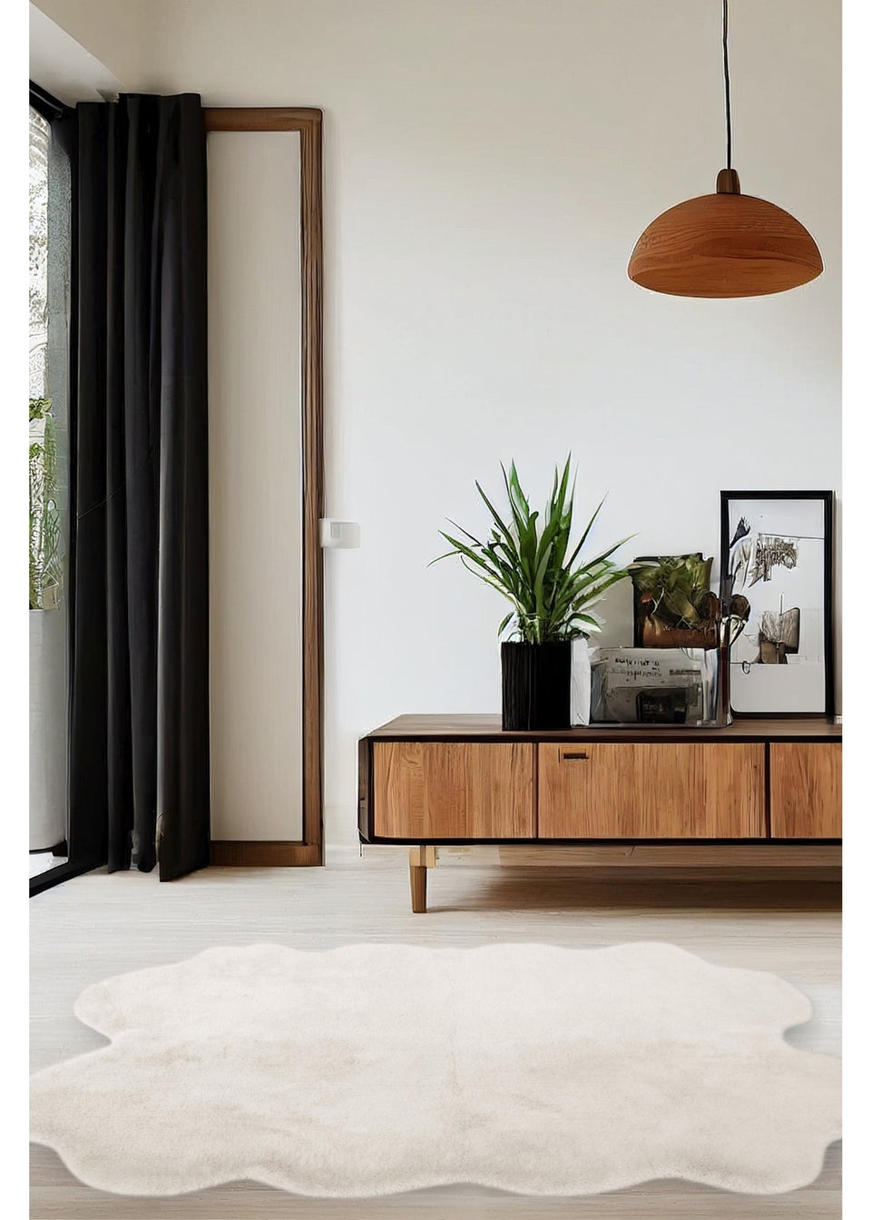 Homemaker Ivory Luxury Fur Quad Rug