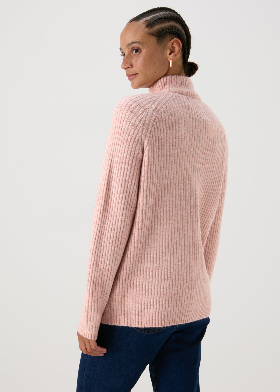 Pink Knitted Half Zip Jumper