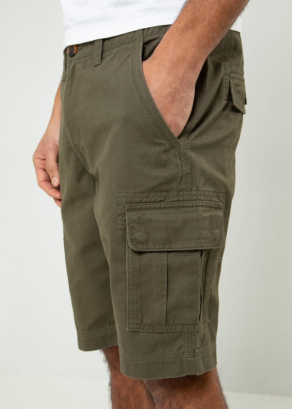 Threadbare Khaki Bute Cotton Cargo Shorts