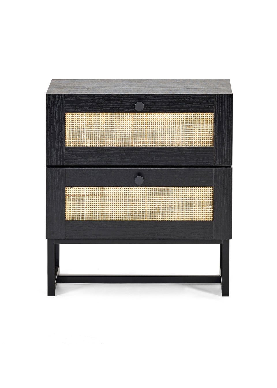 Julian Bowen Padstow 2 Drawer Bedside in Black (55 x 50 x 30cm)