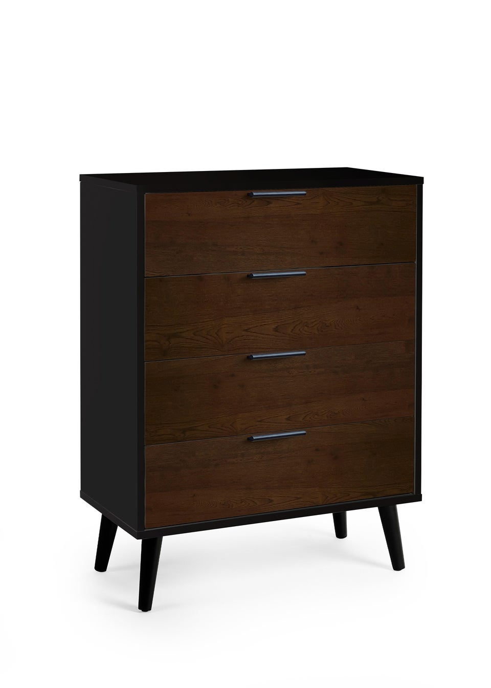 Julian Bowen Alba 4 Drawer Wide Chest in Walnut and Black (100.5 x 78 x 40cm)