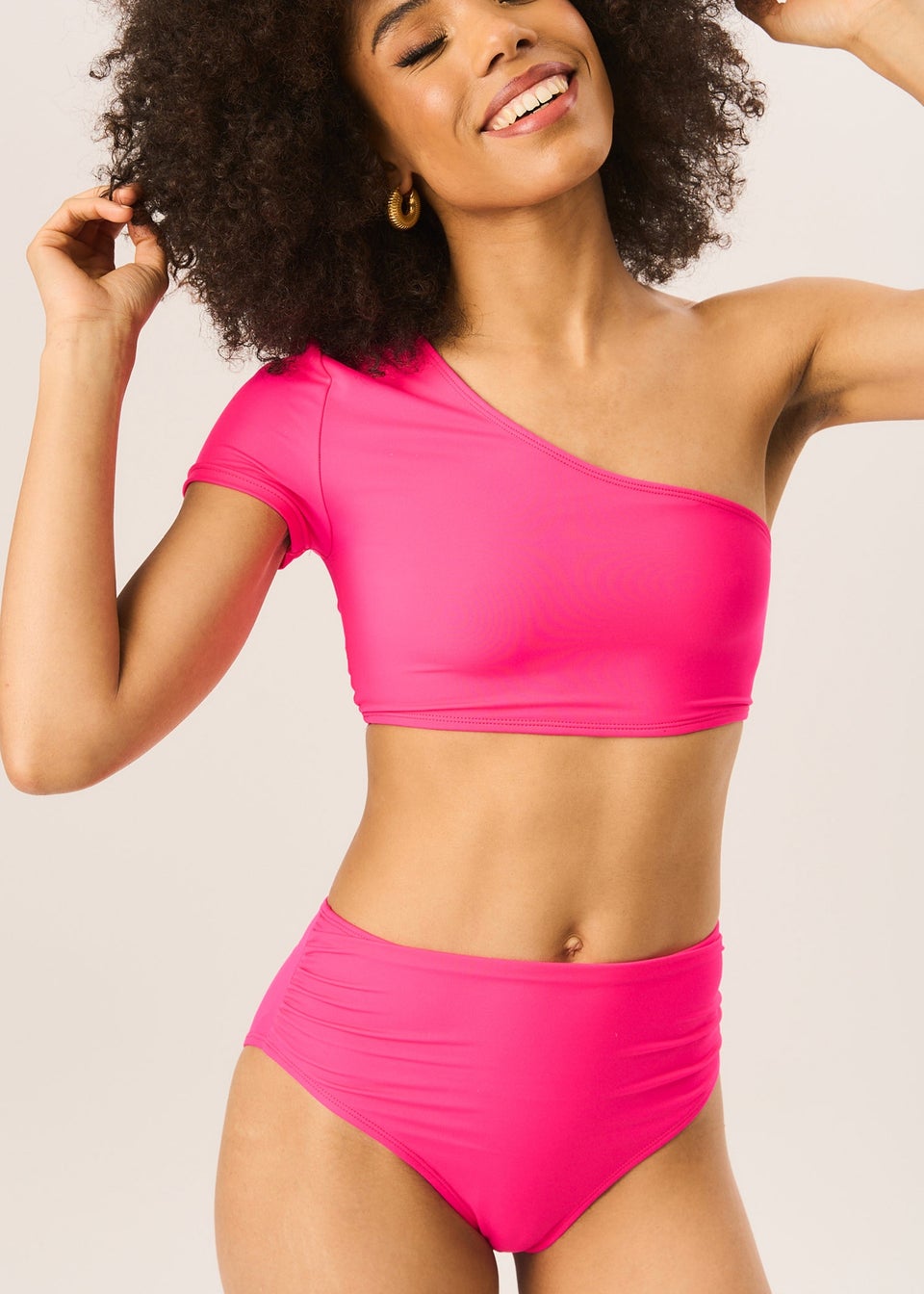 Gini London Hot Pink High Waisted Bikini Bottoms