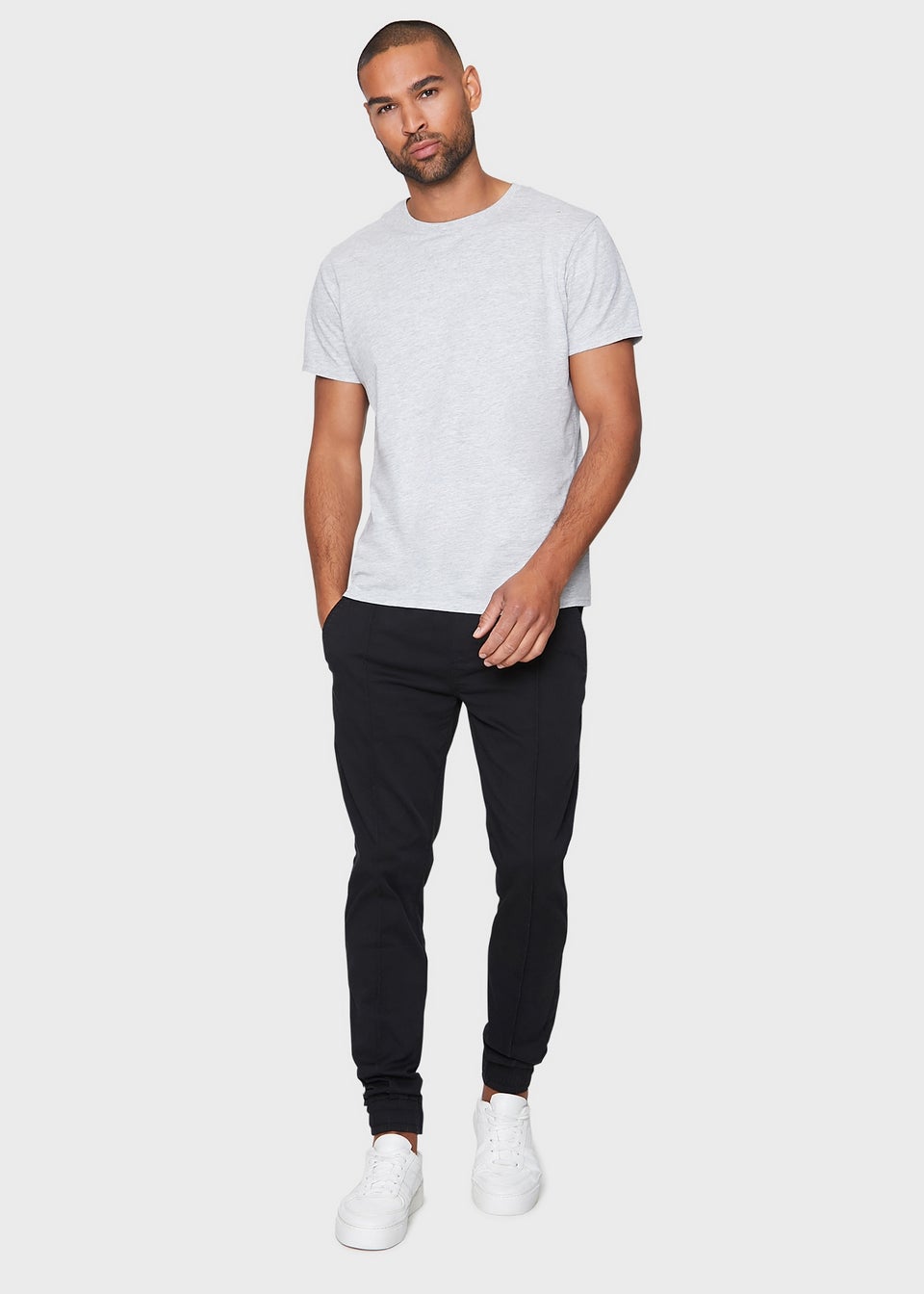 Threadbare Black Metro Cuffed Casual Trousers With Stretch