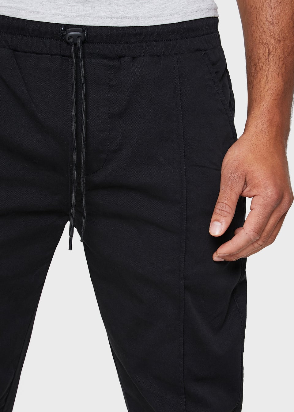 Threadbare Black Metro Cuffed Casual Trousers With Stretch