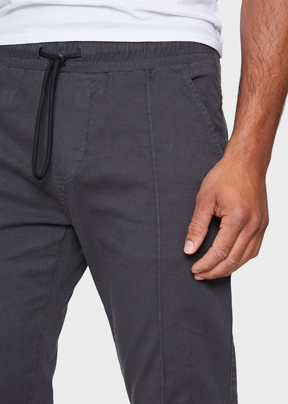 Threadbare Charcoal Metro Cuffed Casual Trousers With Stretch