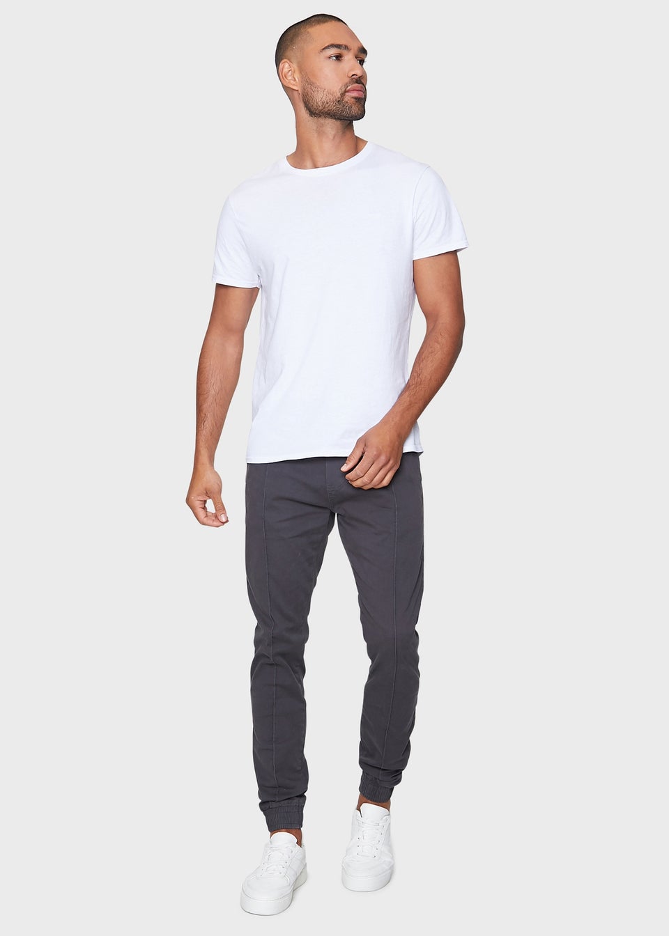 Threadbare Charcoal Metro Cuffed Casual Trousers With Stretch