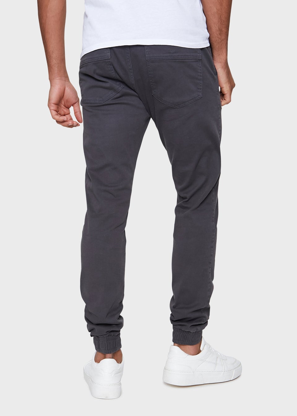 Threadbare Charcoal Metro Cuffed Casual Trousers With Stretch