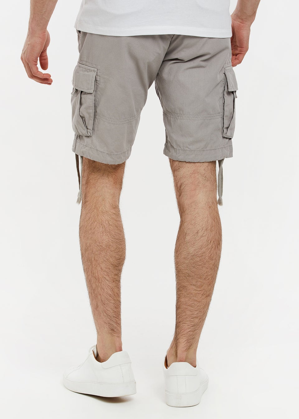 Threadbare Light Grey Cotton Cargo Shorts