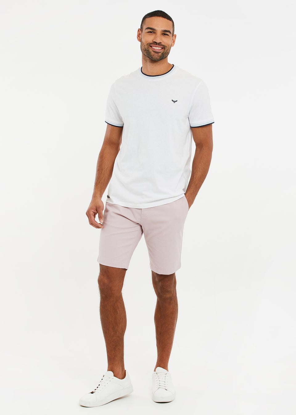 Threadbare Dusty Pink Cotton Slim Fit Chino Shorts With Stretch