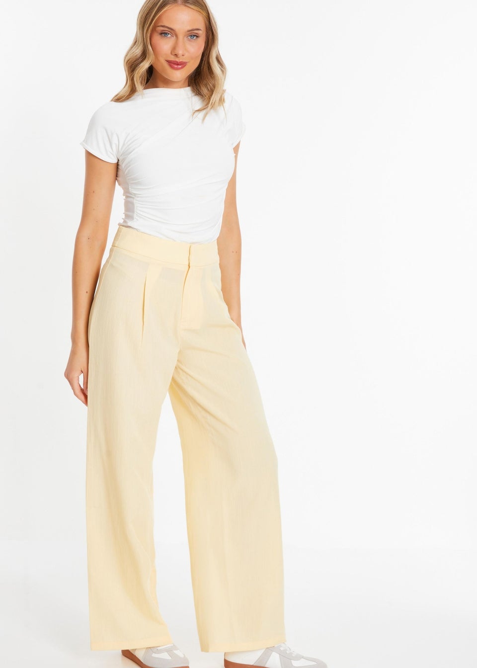 Quiz Yellow Linen Palazzo Trousers