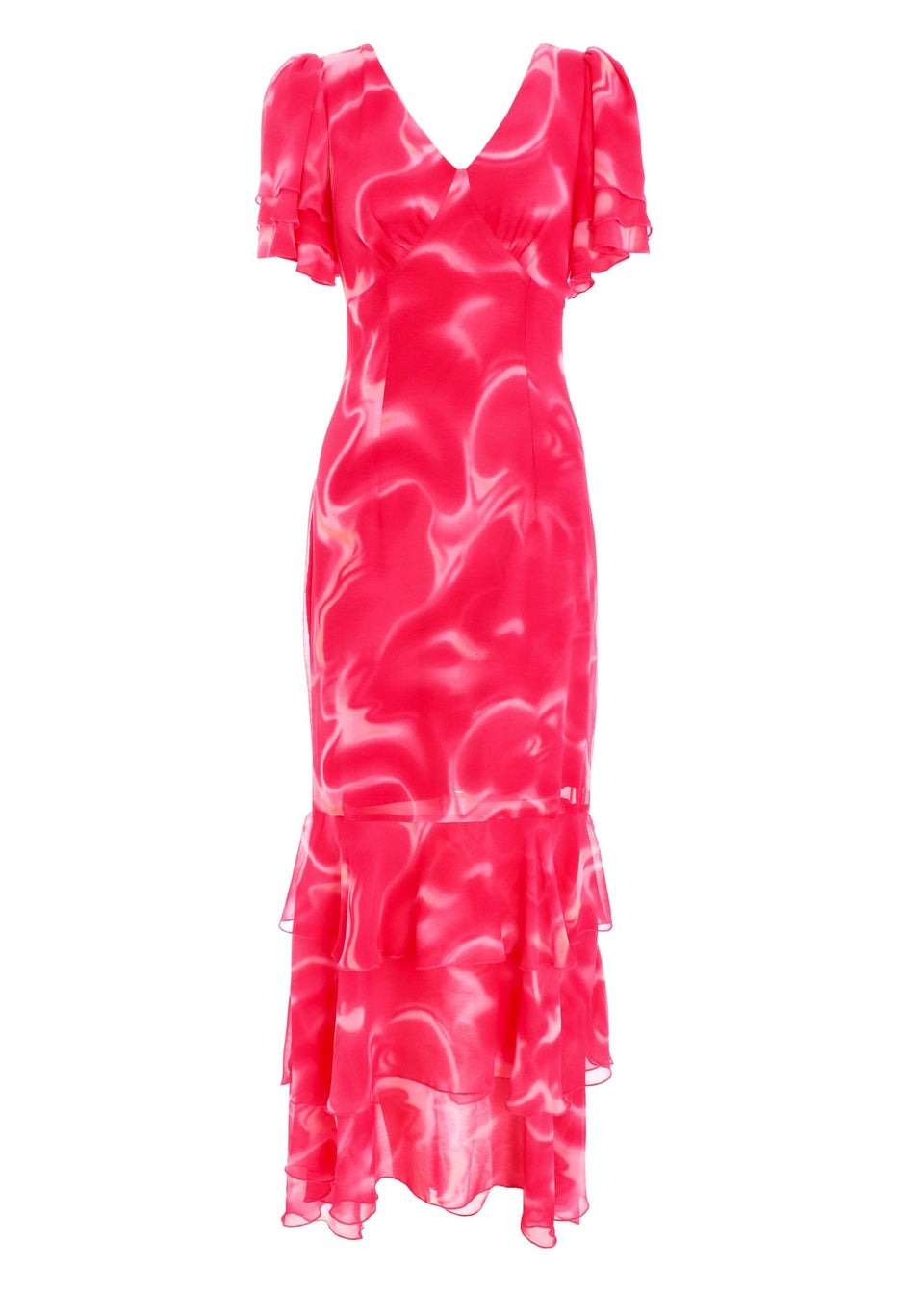 Quiz Pink Swirl Print Chiffon Maxi Dress