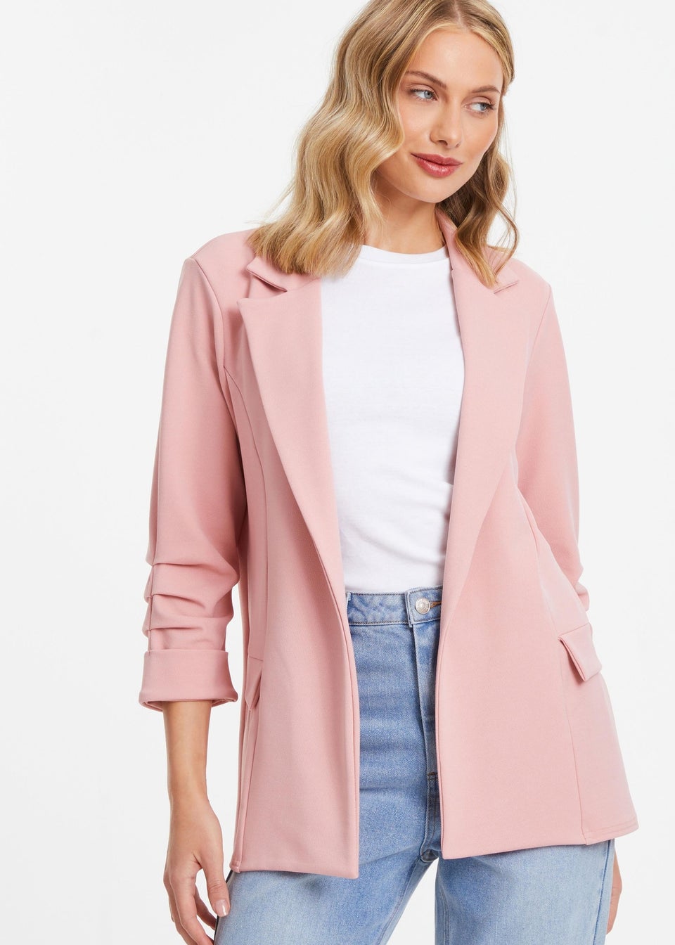 Quiz Pink Ruched Sleeve Blazer Matalan