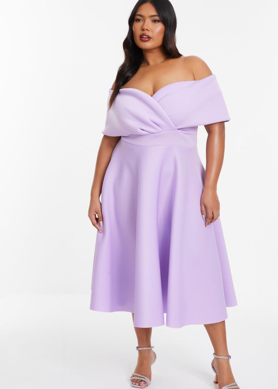 Quiz Purple Curve Midi Skater Dress Matalan