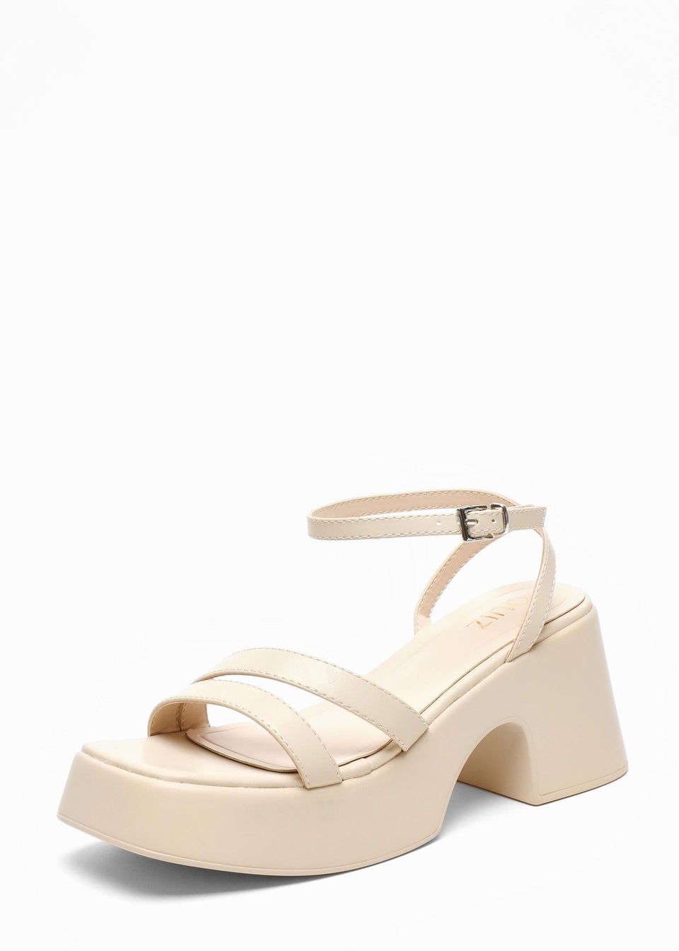Quiz Natural Chunky Faux Leather Platform Sandals Matalan