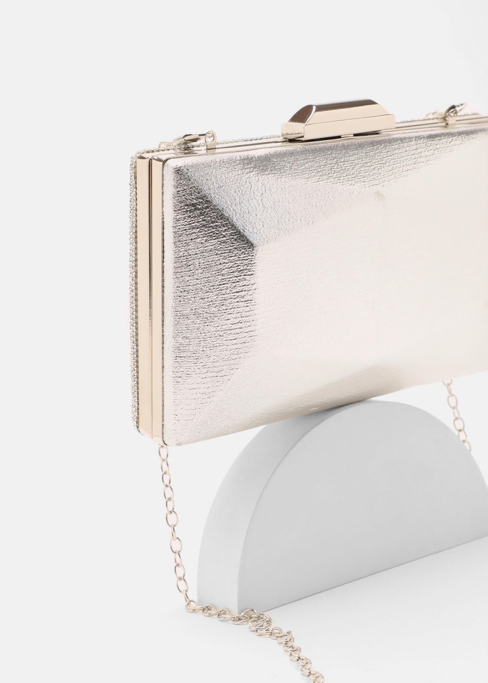 Quiz Silver Diamante Geometric Box Bag Matalan