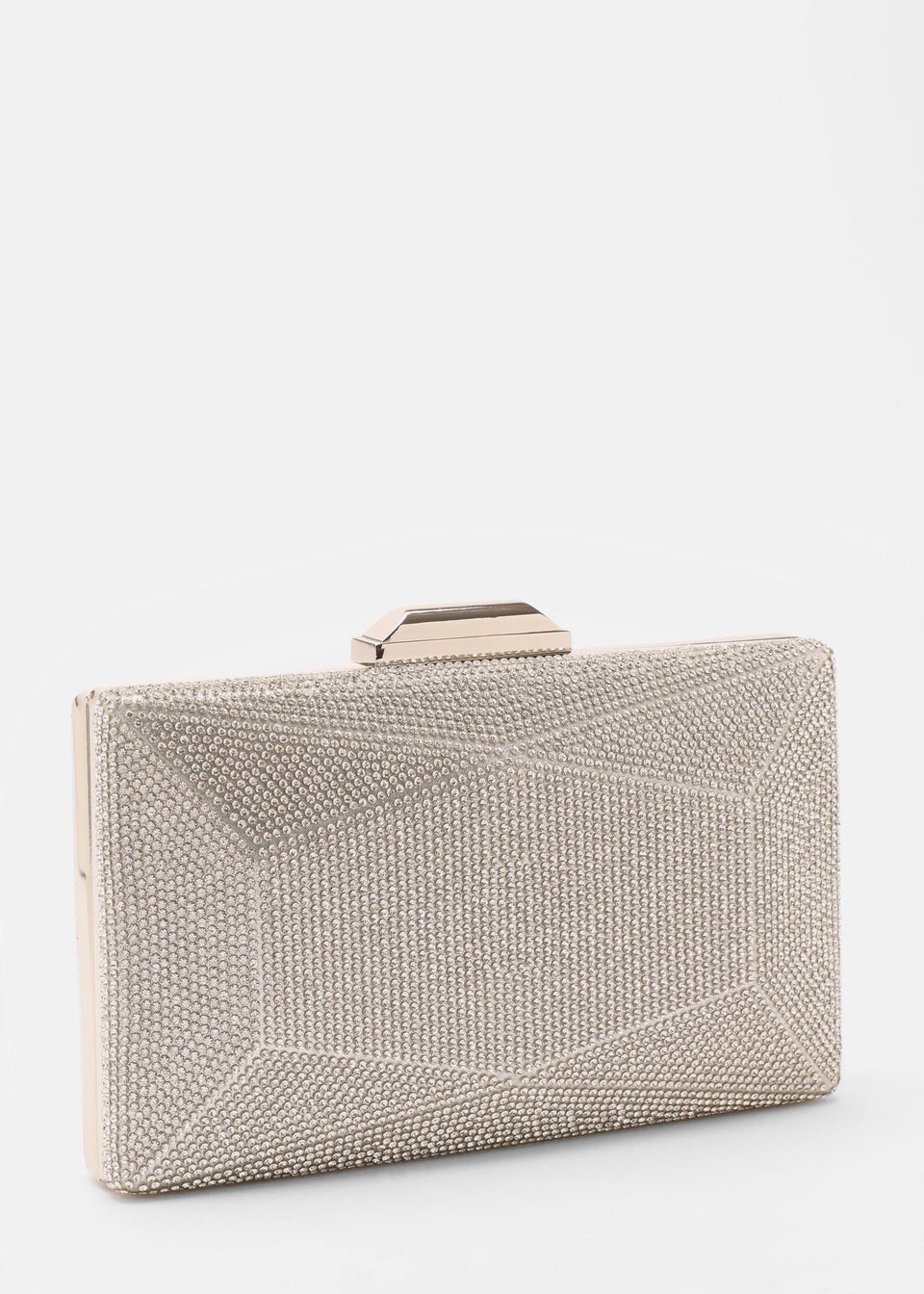 Quiz Silver Diamante Geometric Box Bag
