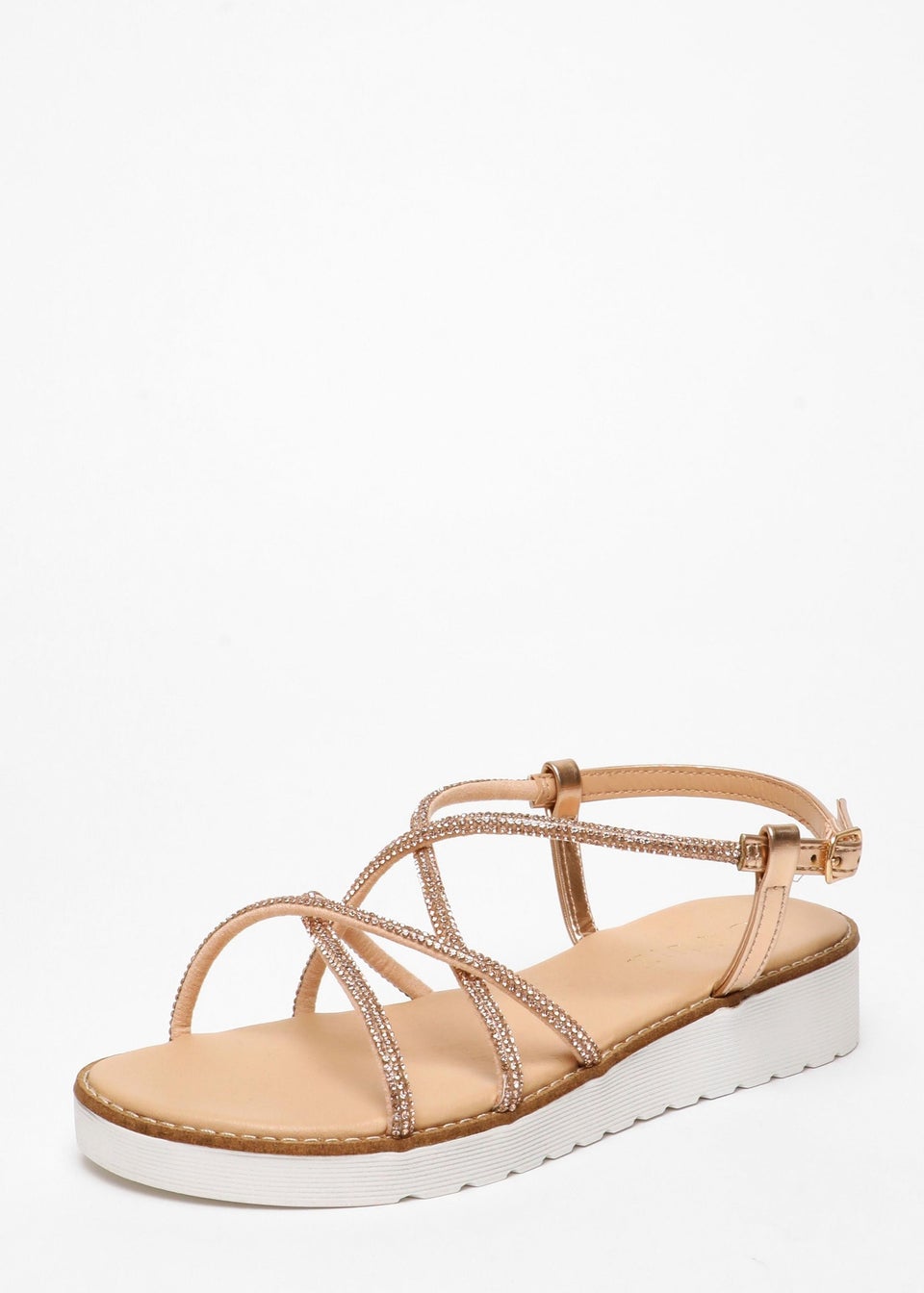 Rose gold diamante sandals discount