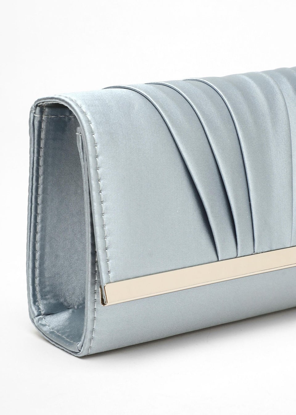 Quiz Blue Satin Pleated Clutch Bag