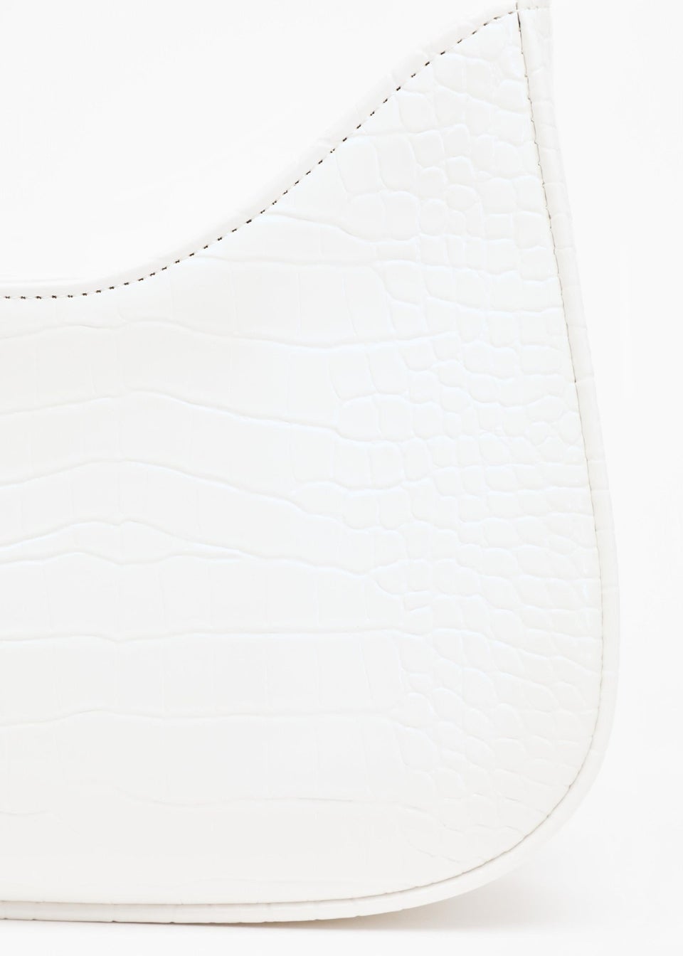 Quiz White Croc Faux Leather Shoulder Bag