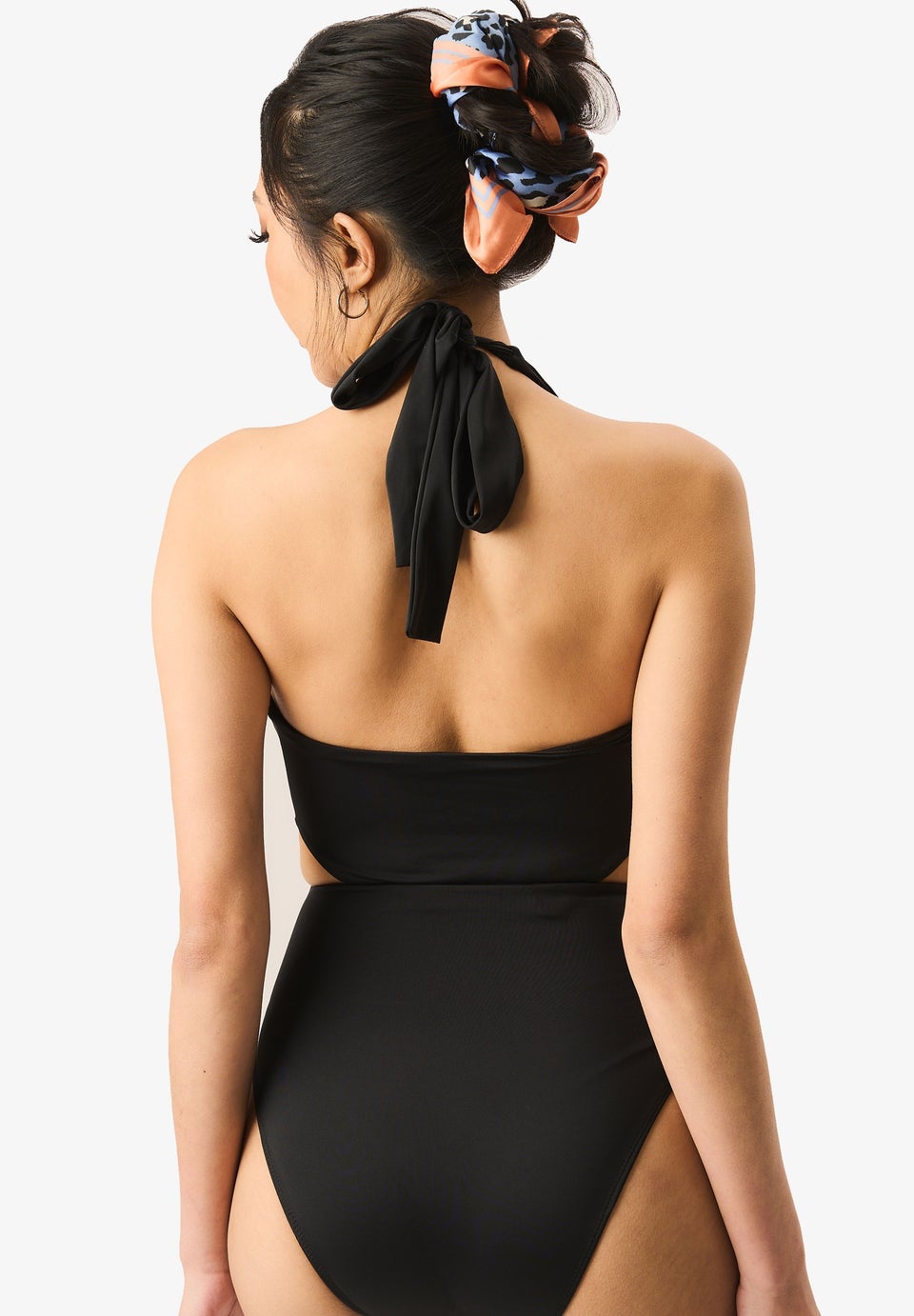 Gini London Black Twisted Cut out Halter Swimsuit