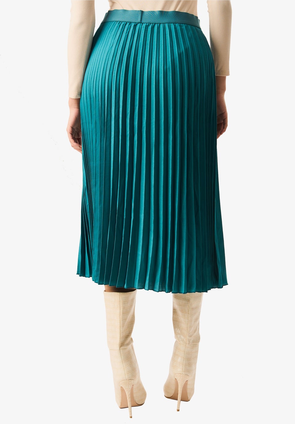 Gini London Teal Pleated Midi Skirt