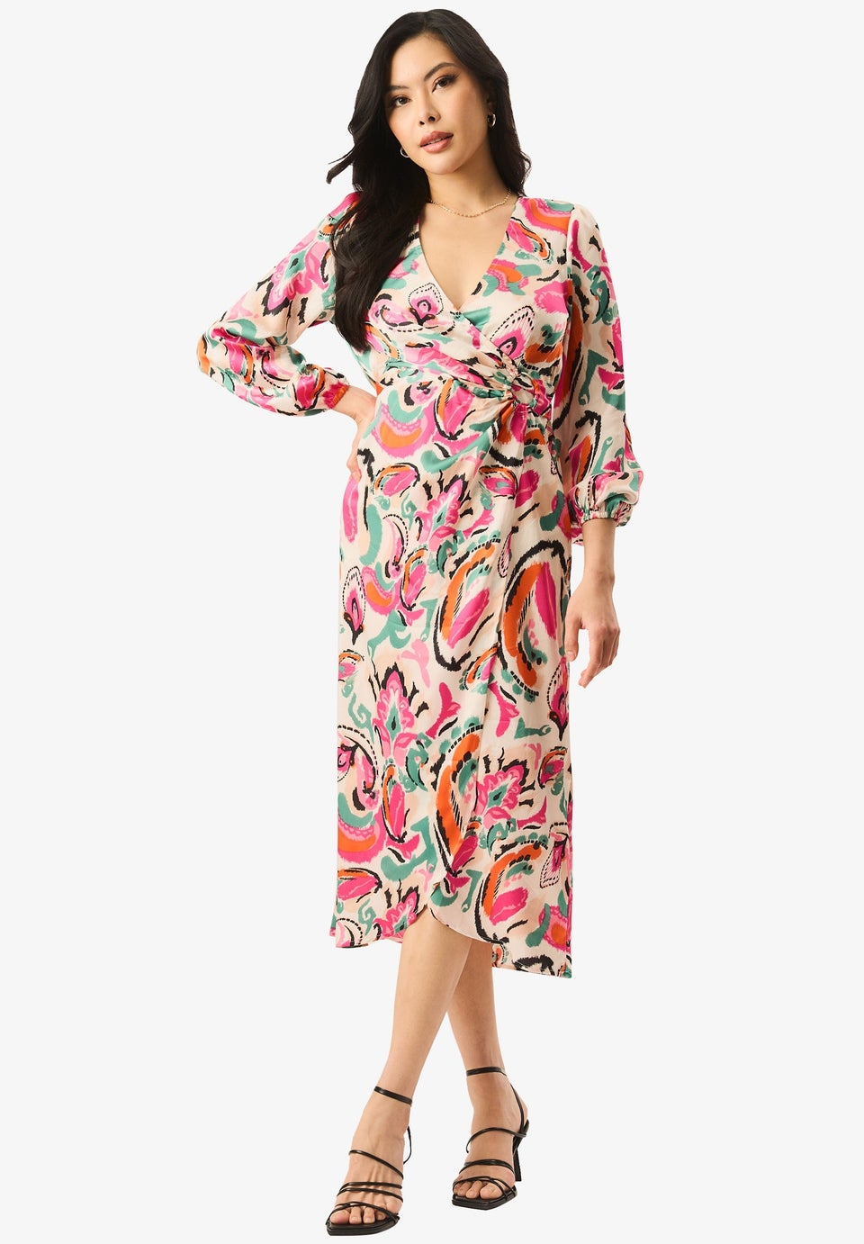 Gini London Multi Print Wrap Midi Dress Matalan