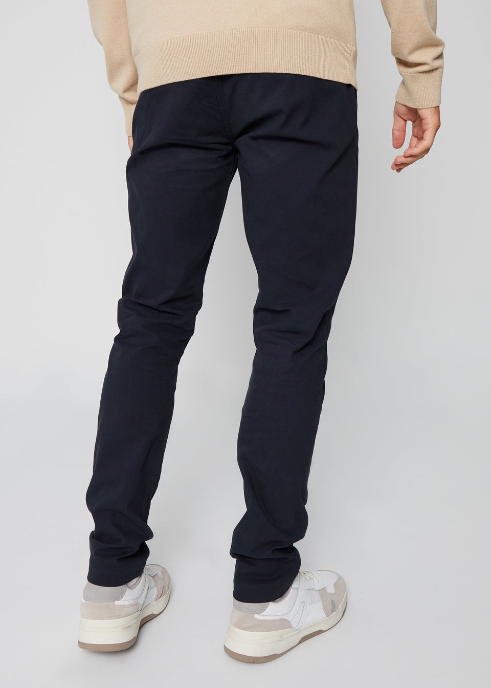 Threadbare Navy Cory Slim Fit Pull-On Chino Trousers