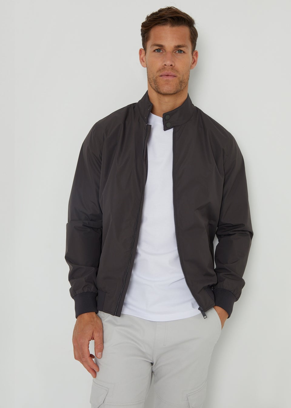 Threadbare Charcoal Showerproof Harrington Style Jacket Matalan