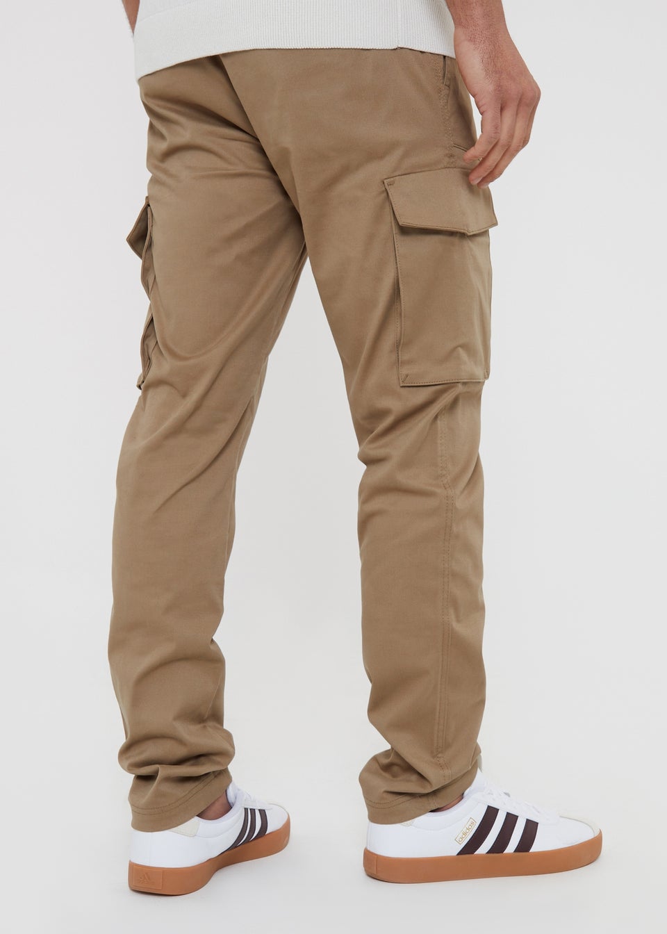 Threadbare Stone Couturo Cotton Cargo Pocket Chino Trousers With Stretch