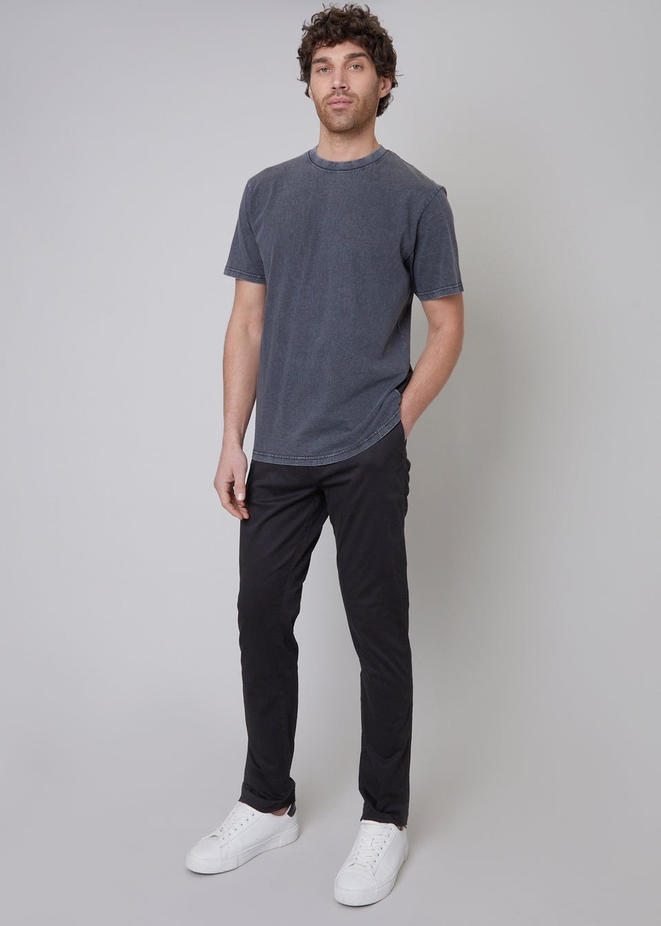 Threadbare Black Cotton Slim Fit Chino Trousers With Stretch