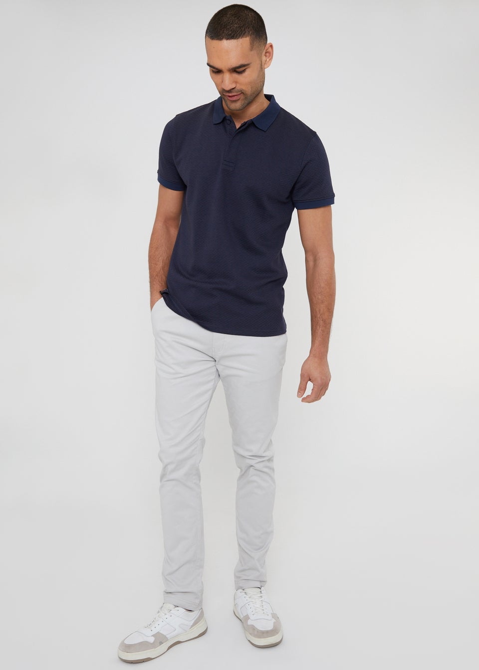 Threadbare White Cotton Slim Fit Chino Trousers With Stretch