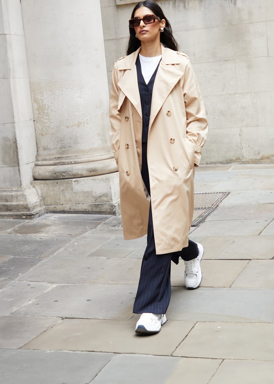 Threadbare Stone Richie Raglan Sleeve Trench Coat Matalan