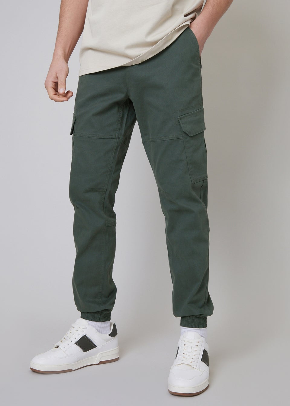 Threadbare Dark Grey Belfast Cotton Jogger Style Cargo Trousers With Stretch